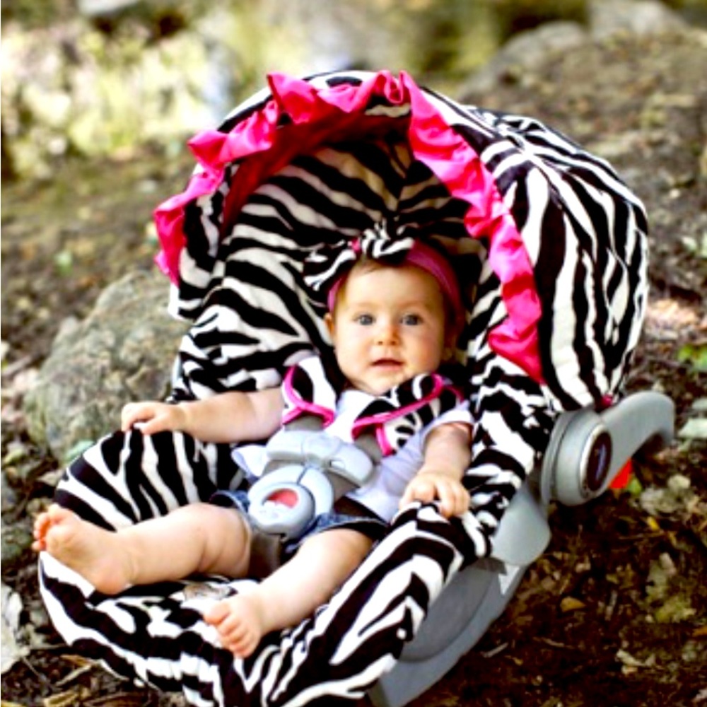 Infant baby Maya universal zebra pink ruffle animal car seat cover